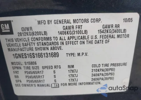 2006 Chevrolet Trailblazer Ext Lt from USA, damaged, VIN 1GNES16S166131689